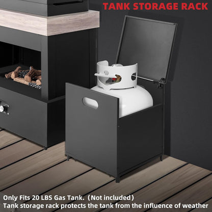 40.5" Outdoor Propane Fireplace with Tank Storage and Dust Cover- | 50,000 BTU Smokeless Gas Fire Pit with CSA Certified and Adjustable Flame for Patio Backyard Outdoor Heating & Decoration