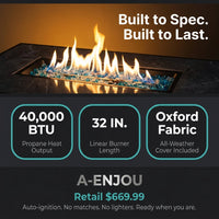32 In. Propane Fire Pit Table, 40,000 BTU Auto-Ignition Gas Fire Table for outside Patio — Results & Stats