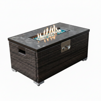 Propane Fire Pit Table Built for Outdoor Gatherings, 32 Inch, 40,000 BTU, Auto-Ignition, Rattan Wicker Base