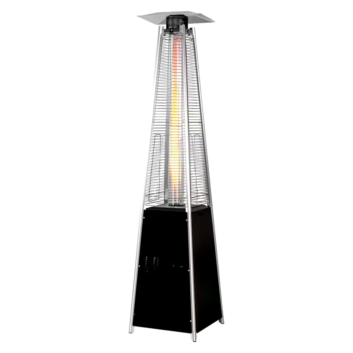 48,000 BTU Steel Propane Standing Pyramid Patio Heater with Wheels Ideal for Backyard Balcony 6-8 People